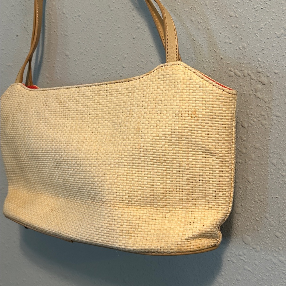 Vintage Fossil Forever Floral Appliqué Faux Straw Shoulder Bag - Picture 6 of 9